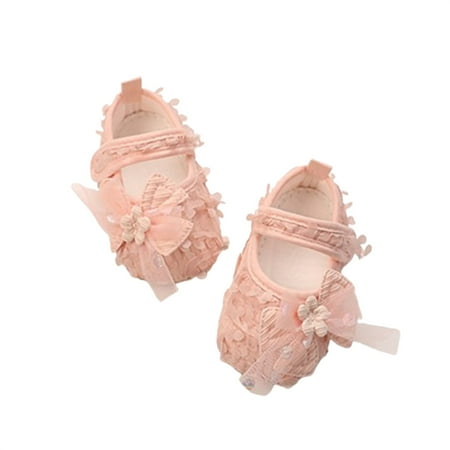Baby Sweetie Baby Girls Mary Jane Bow Flats Shoes Petal Walker Crib Shoes Princess Wedding Dress Shoes
