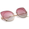 thumbnail image 4 of Women's Oversize Rimless Colored Gradient Flat Lens Cat Eye Sunglasses 63mm (Gold / Pink-Grey), 4 of 4