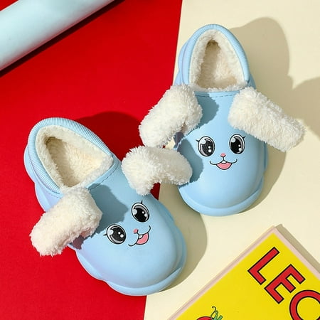 

CoCopeanut Cute Bounce Rabbit Ear slipper Lovely Cartoon Child Cotton Shoes Winter Waterproof Warm Plush Kids Slippers Moving Baby Slipper