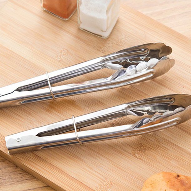 Stainless Steel Kitchen Clamp Food Clip Cooking Tongs for Salad Frying