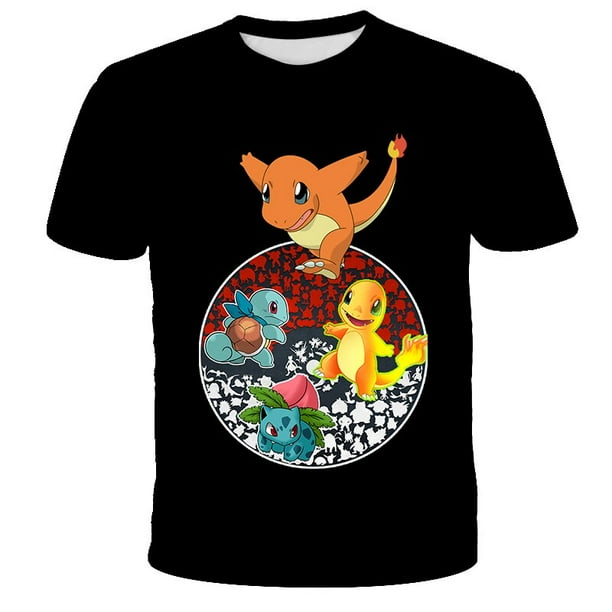 Camiseta con estampado 3D de Pokémon para niño y niña, ropa informal de Pikachu de dibujos animados, a la moda, de 3 a 14 años, novedad de verano qym unisex