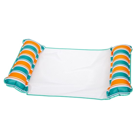 Aqua-Leisure 4-in-1 Monterey Hammock Pool Float, Teal/Orange Stripe, 250 lb Capacity