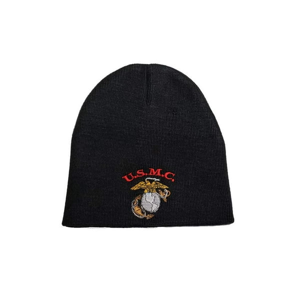 PPM Brands USMC Black Marines Marine Corps EGA Uncuffed Beanie Hat Cap Made in the USA WCAP027