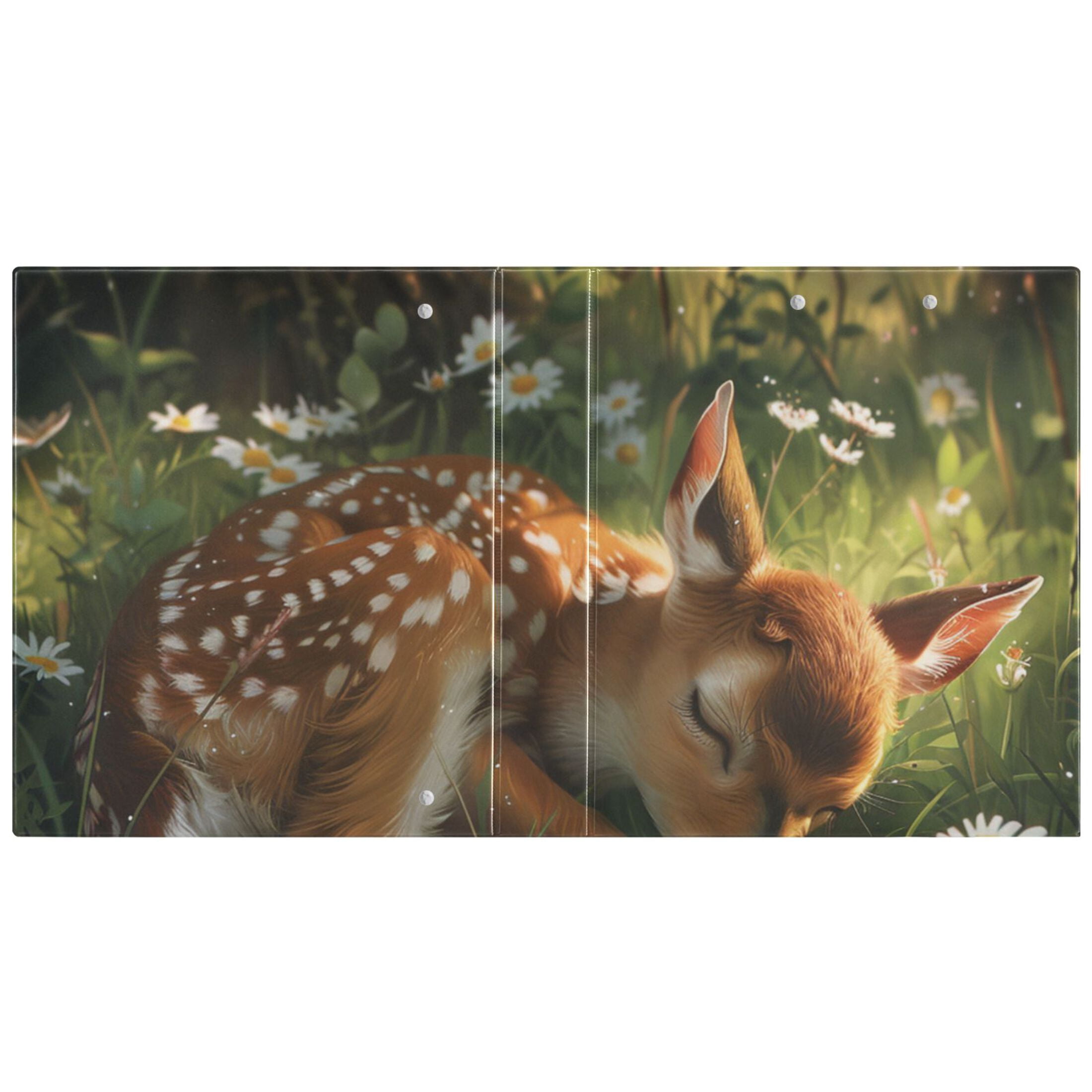 Baby Deer 3 Ring Binders 1.5 inch Hardcover File Folders with Interior Pockets A4 Size Organizer for School Office Hospital