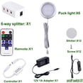 thumbnail image 4 of AIBOO Dimmable LED Under Cabinet Lighting, Counter Showcase Kitchen Lighting Fixtures with 12V Plug in adapter and Dimmable Wireless Remote Control, 6 Ultra Slim Puck Lights Kit, 4 of 8