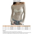 thumbnail image 1 of Long Sleeve Off Shoulder Top Women Elegant Pure Color Slim Fit Mesh Ruched T Shirt Blouse For Party, 1 of 3