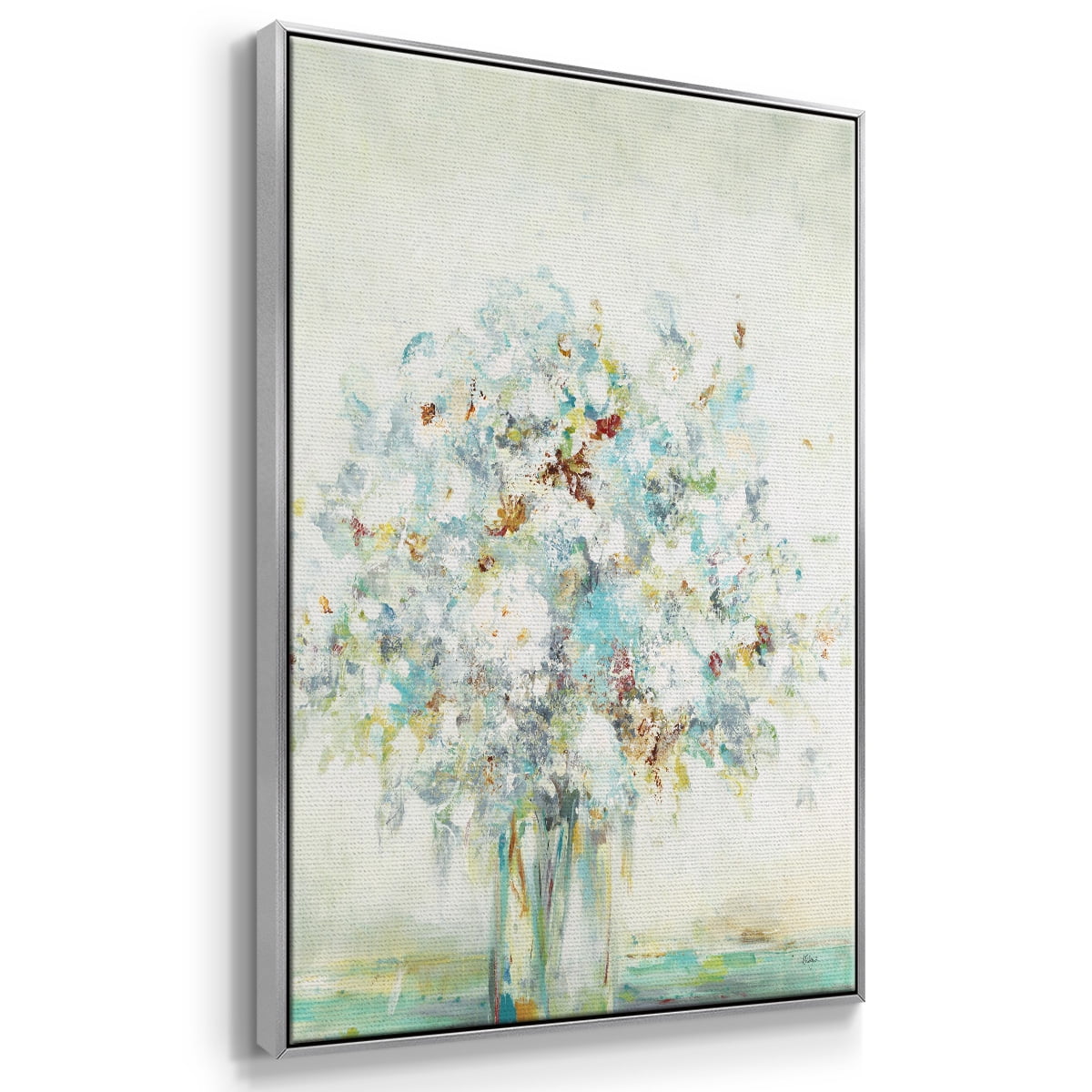 Te x tured Bouquet Framed Premium Gallery Wrapped Canvas - Ready to Hang - 27 x 41 - Silver Floating Frame
