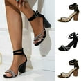 thumbnail image 7 of Nrmvnmi Women's High Heels Sandals Summer Bohemian Shoes Open Toe Ankle Strap Rhinestone Heels for Wedding Prom Party Gown Shoes Black Mothers Day Gifts, 7 of 7