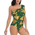 thumbnail image 3 of Honeii Pizza for women's one-piece swimsuit featuring a chic one-shoulder design experience elegance and style in the water-Medium, 3 of 6