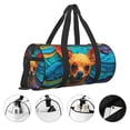 thumbnail image 3 of Balery Colorful Textured Chihuahua Bolsa de Gimnasio para Mujeres y Hombres, Bolsa de Viaje Impermeable, Bolsa de Fin de Semana con Compartimento para Zapatos y Bolsillo Húmedo, 3 of 6