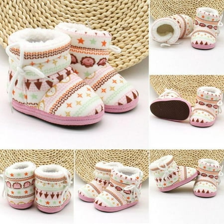 

Newborn Baby Warm Winter Snow Boots Toddler Soft Sole Anti-Slip Infant Prewalker Unisex Nursling Crib Shoes 6-12M