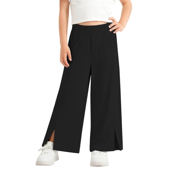 Edvintorg Girls Wide Leg Sweatpants Summer Lightweight Quick Dry Elastic Waisted Loose Fit Casual Palazzo Pants Size 4-13