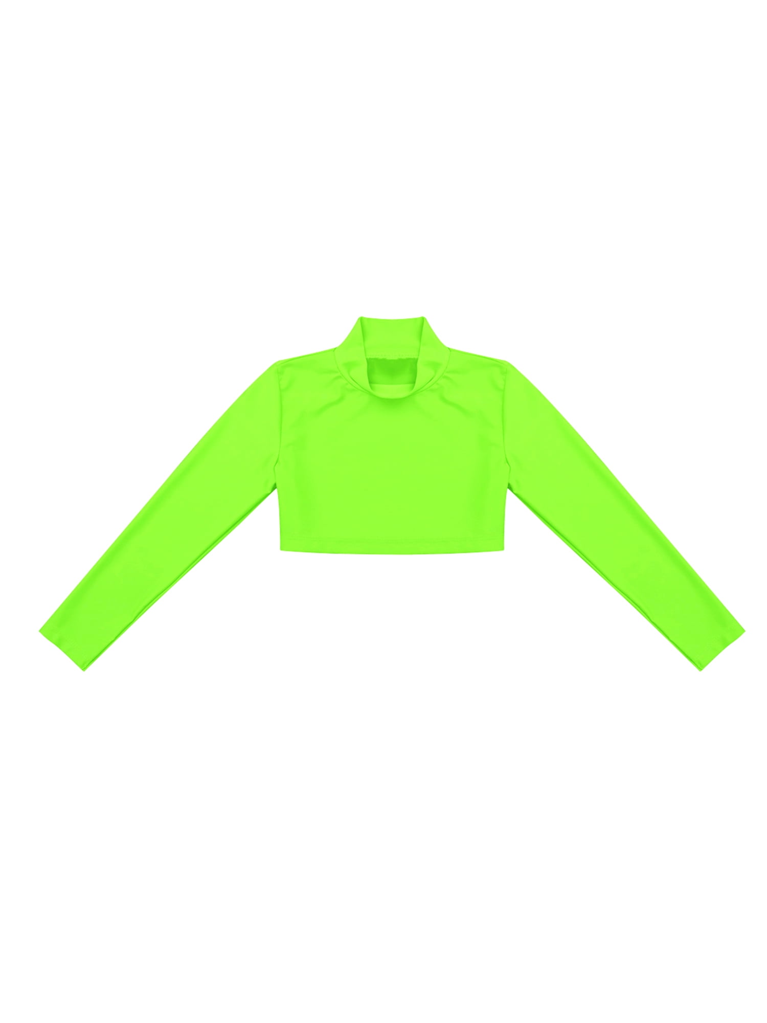 Girl's Turtleneck Crop Top - Long Sleeve Dance Top With Back Zipper For Cheer & Ballet