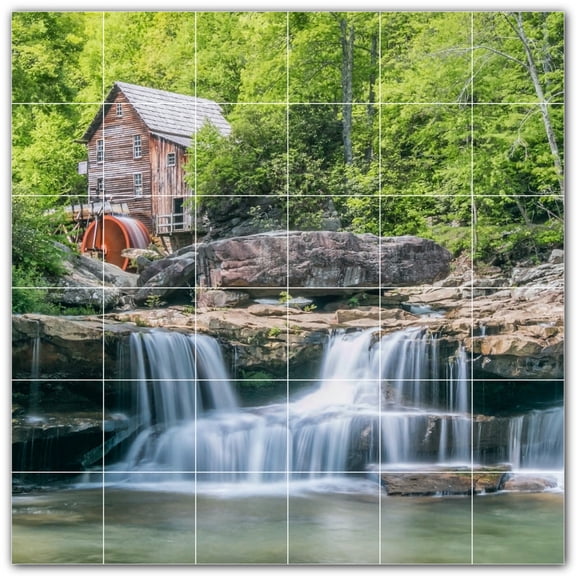 Picture-Tiles.com: Waterfalls Ceramic Tile Wall Mural WAL501117-66M. 36"W x 36"H using (36) 6" x 6" Ceramic Tiles-Satin Finish
