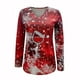 thumbnail image 4 of Puntoco Blusa de Navidad de manga larga con cuello en V y estampado de copos de nieve informal para mujer Puntoco Puntoco-6254, 4 of 5