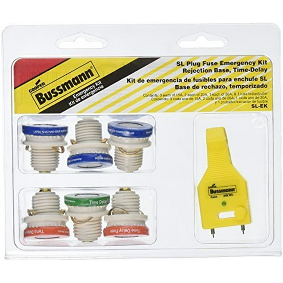 Bussmann SL Fuse Assortment - Includes SL-15, SL-20, SL-30, 1 Fuse Tester - 6 Pack