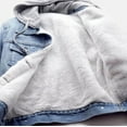 thumbnail image 4 of Aricy Women's Denim Hoodie Jackets Women's Fashion Long Sleeve Basic Solid Color Fall Button Down Velvet Denim Cotton Jacket With Pockets Denim Jacket Trucker Coat Cropped Tops, 4 of 4