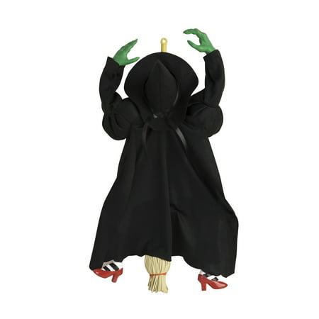 Wall Hanging Crashing into Tree Flying Witch on Broom Halloween Decoration Prop