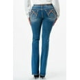 thumbnail image 3 of Grace in LA Women's Heavy Stitching Embroidered Pockets Distressed Bootcut Jeans (25, Blue Stonewashed), 3 of 3