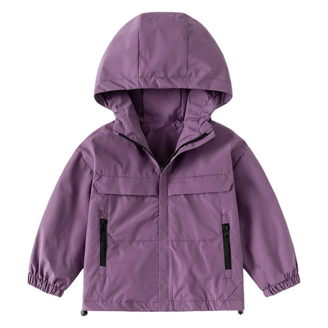 MIASHUI Coupe-Vent Léger pour Garçons avec Capuche et Poche Zippée pour Extérieur et Usage Quotidien Violet, 6-7 Ans