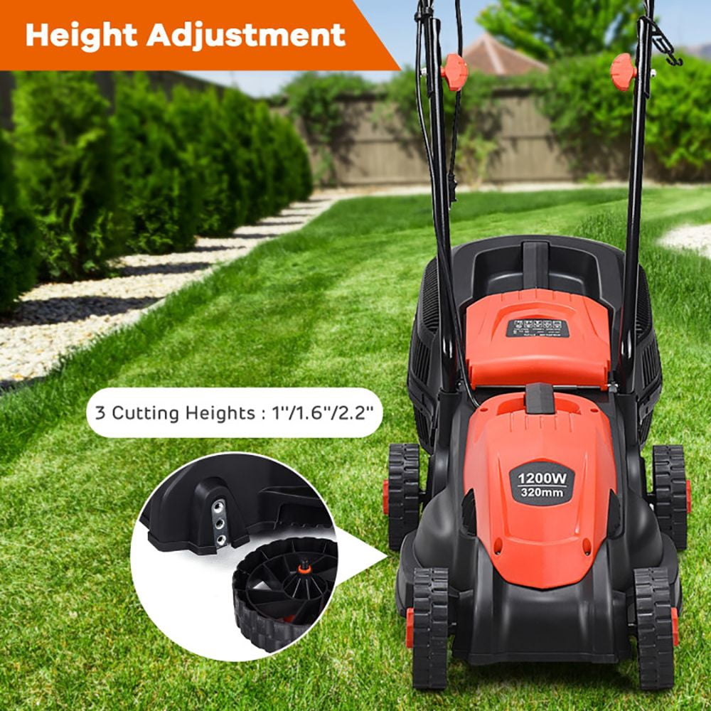 13 Inch Electric Push Lawn Corded Mower with Grass Bag