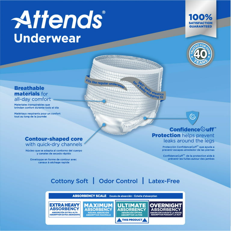Attends Advanced Disposable Underwear Pull On with Tear Away Seams Medium,  APP0720, Heavy, 80 Ct 