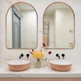 thumbnail image 6 of Clavie Arched Mirror with Metal Frame, 24" x 36" Vanity Mirror for Bathroom Bedroom, Decorative Wall Mirror for Entryway Livingroom, Rose Gold, 6 of 8
