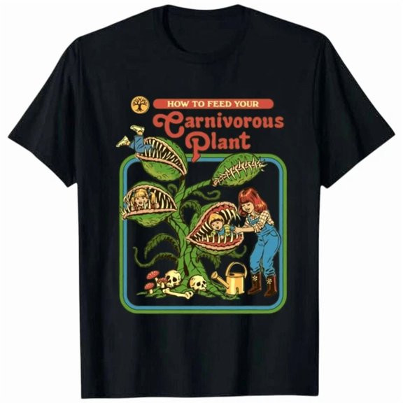 How To Feed Your Carnivorous Plant Retro Dark T-Shirt BLACK Unisex S-5XL Hot Trending Shirt, Vintage Birthday Gift