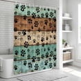 thumbnail image 5 of Teal Blue Brown Shower Curtain, Waterproof Shower Curtains for Bathroom, Rustic Farmhouse Dog Paw Vintage Washable Fabric Bathtub Curtain Set Bath Decor with 12 Hooks 48"x72", 5 of 6