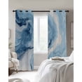 thumbnail image 4 of Blue Marble Kitchen Curtains Summer Ocean Wave Blue Ombre Cafe Short Curtains for Bathroom Blackout Window Curtain Grommet Small Window Treatment Tier Drapes for Bedroom Living Room 27.5"x39"x2, 4 of 9