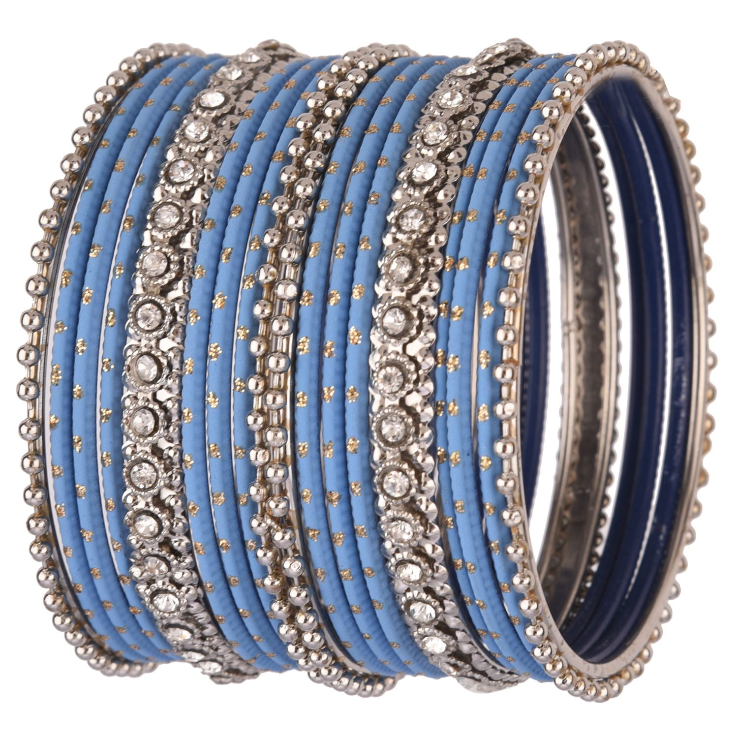 Efulgenz Indian Bangle Set Rhinestone Crystal Oxidized Bracelet