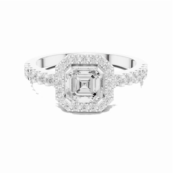 Zuwelria 1.14 Carat Beautiful Asscher Cut | D/VVS1 Moissanite Diamond Engagement Ring - Bridal Ring - Promise Ring | 18K White Gold Over Sterling Silver | D/VVS1 Size 5