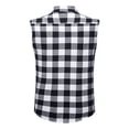 thumbnail image 6 of Fabrcox Plaid Sleeveless Flannel Shirt Men Collared Button Up Men's Tank Tops Big and Tall Color Block Breathable Streetwear Vest Shirt with Pockets Black XXL, 6 of 9