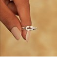 thumbnail image 5 of Unisex Love Knot Ring With Flower Design And Diamond Accent Electroplated Alloy Jewelry For Women Men Gift Set, 5 of 6