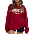 thumbnail image 2 of Womens Sweatshirt Crew Neck Vintage Halloween Pumpkin Season Letter Graphic Long Sleeve Oversized Streetwear Holiday Loose Pullover Tops Red L, 2 of 4
