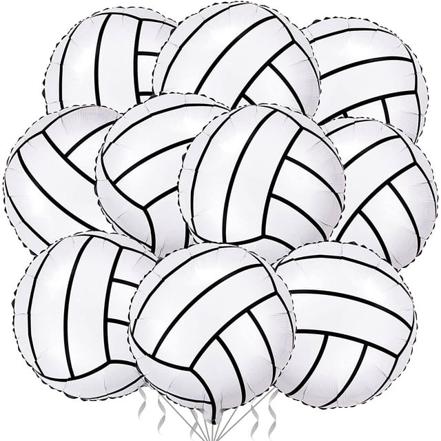 Yanonmyfd 10 Pack 18 Inch Blue Soccer Foil Balloons Football Helium Metallic Mylar Balloons for Birthday Party Sports Theme World Cup Party Decorations,18 Inch White Volleyball