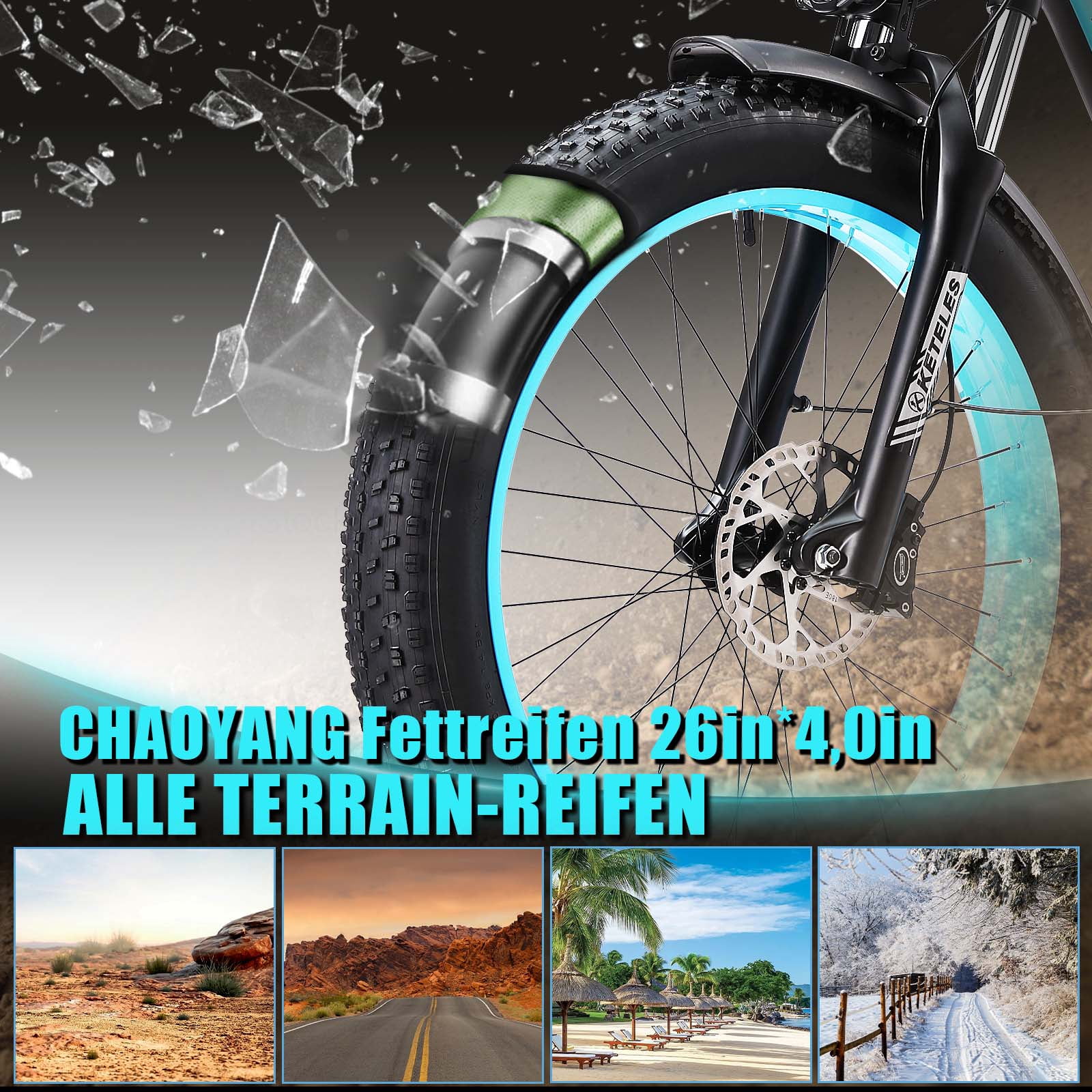 KETELES 1600W Electric Bike for Adults, 26" Fat Tire Electric Commuter Bicycle, Electric Mountain Bicycle Beach Snow Bike Ebike E-bike with 48V 20AH Removable Battery 21-Speed, UL2849
