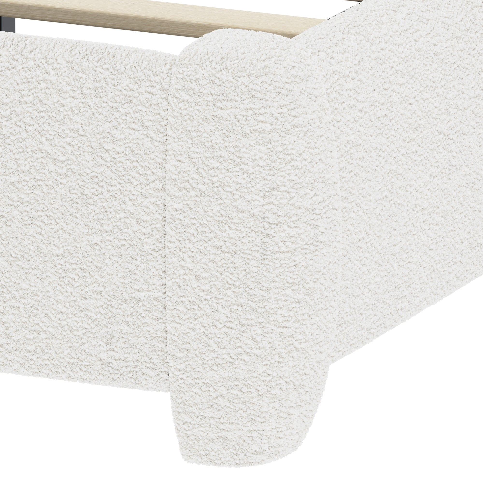 Sailvan Full Bed Frame with Adjustable Cloud Headboard,Modern White Boucle Platform Bed,No Box Spring Needed,Curved Upholstered Bed