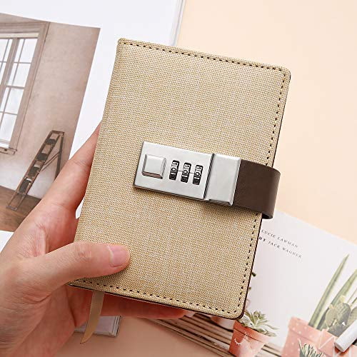 Lock Journal CAGIE Secret Diary,Locking Mini Journal for Women Writing Personal Locked Diary Leather Notebook Pink 