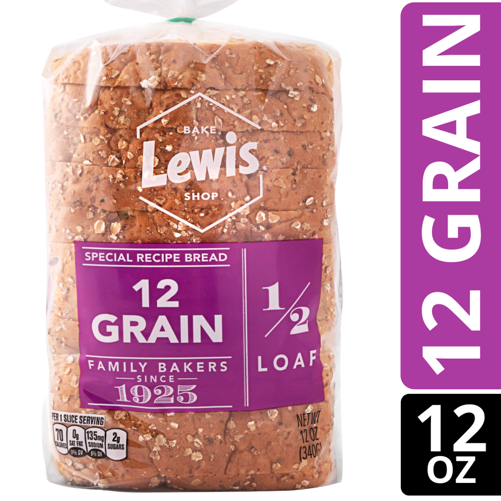 Lewis Bake Shop® 12 Grain 1/2 Loaf Special Recipe Bread 12 oz. Bag