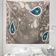 thumbnail image 1 of Ethnic Tapestry, Oriental Motifs with Swirled Branch and Flower Pattern Bohemian Art, Fabric Wall Hanging Decor for Bedroom Living Room Dorm, 5 Sizes, Pale Brown Teal, by Ambesonne, 1 of 1