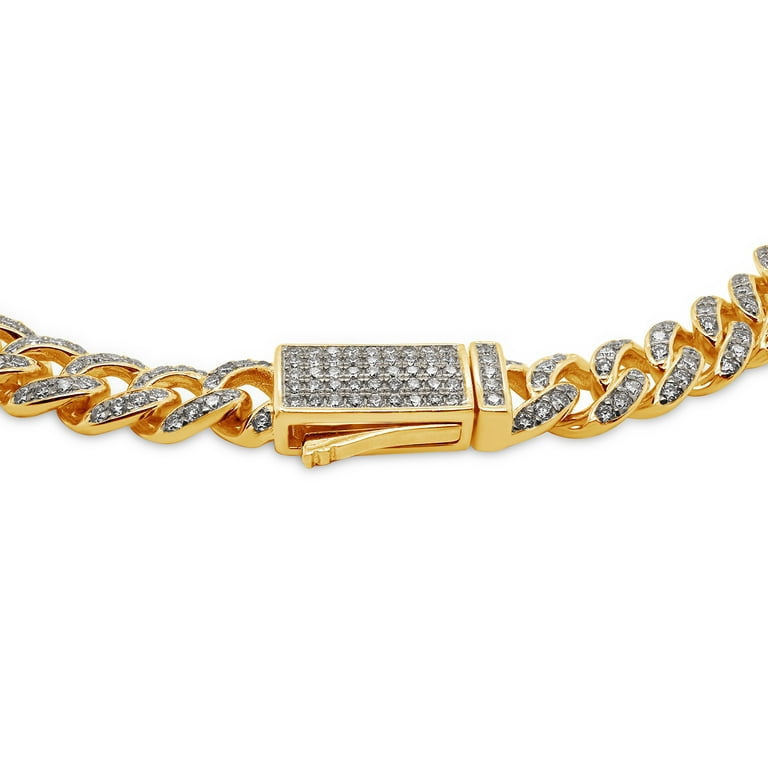 925 Sterling Silver 6mm Round Cut Tennis Bracelet, Yellow Gold