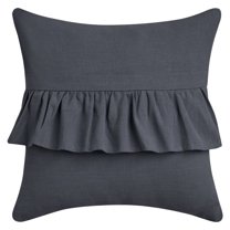 Unique Bargains Solid Boho Throw Pillow Covers with Ruffles Set of 1 Grey 18" x 18"