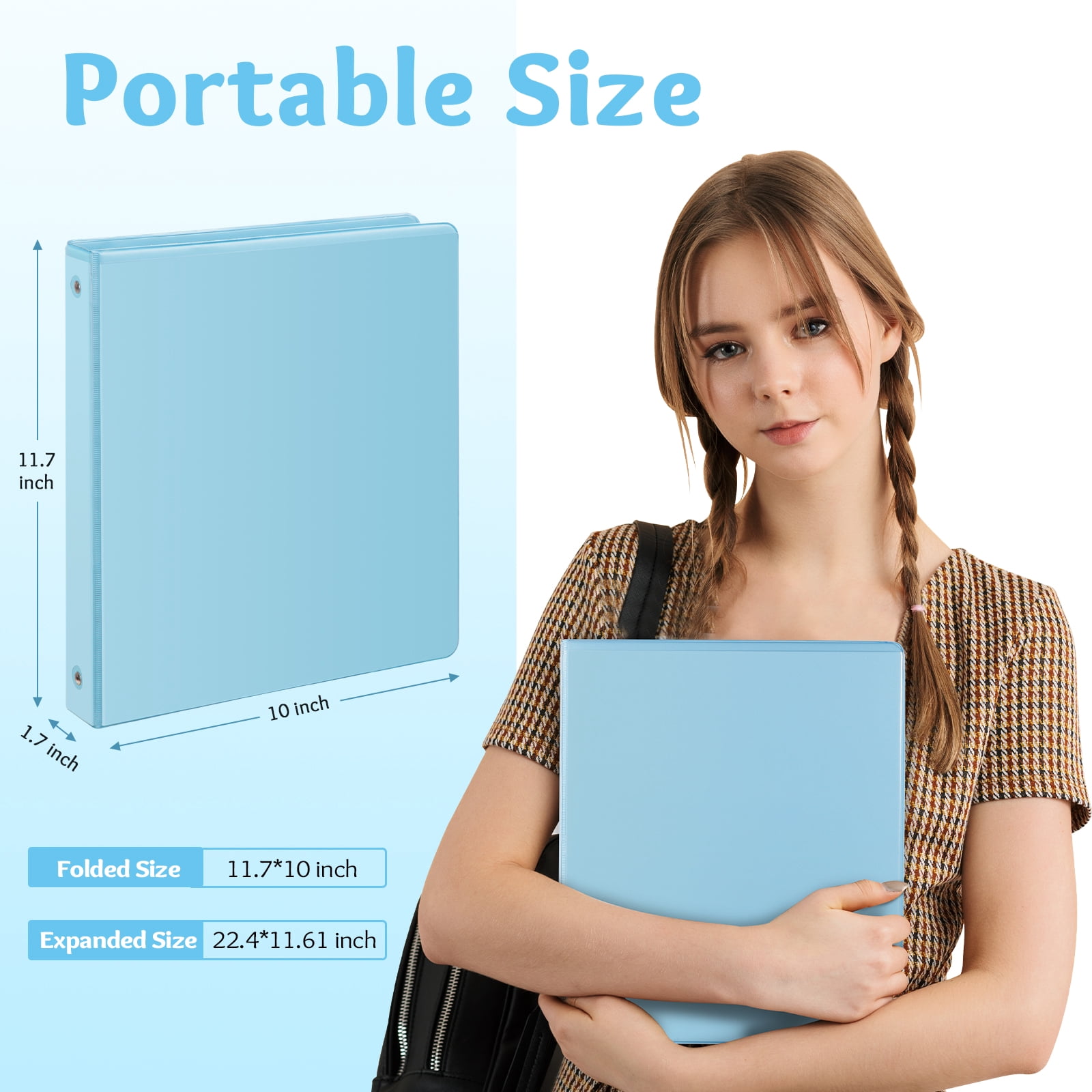 Comix 1 inch 3-ring Binder, Round Ring, 200 Sheets Capacity, 6 Pack Light Blue