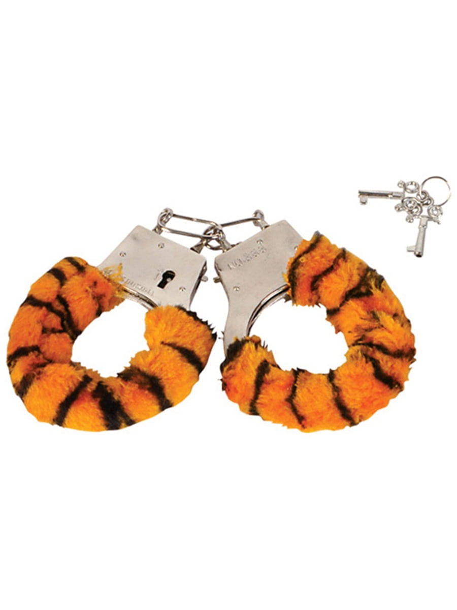 Soft Steel Fuzzy Tiger Furry Handcuffs Hand Cuffs