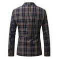 thumbnail image 4 of TFEOQRY Men's Checkered Blazer One Button Long Sleeve Casual Wedding Prom Business Party Suit Jacket Coffee, 4 of 7