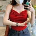 thumbnail image 5 of ibuvkizy Women's Casual Sexy Fashion Summer Neck Vest Pile Collar Tube Top Small Suspender Blouse, 5 of 7