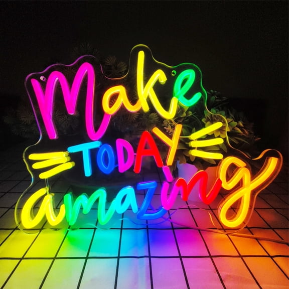 Make Today Amazing Neon Sign,Positive Upward Neon Light Sign for Bedroom Classroom Cafe Bar Birthday Party Wedding Decor Gifts