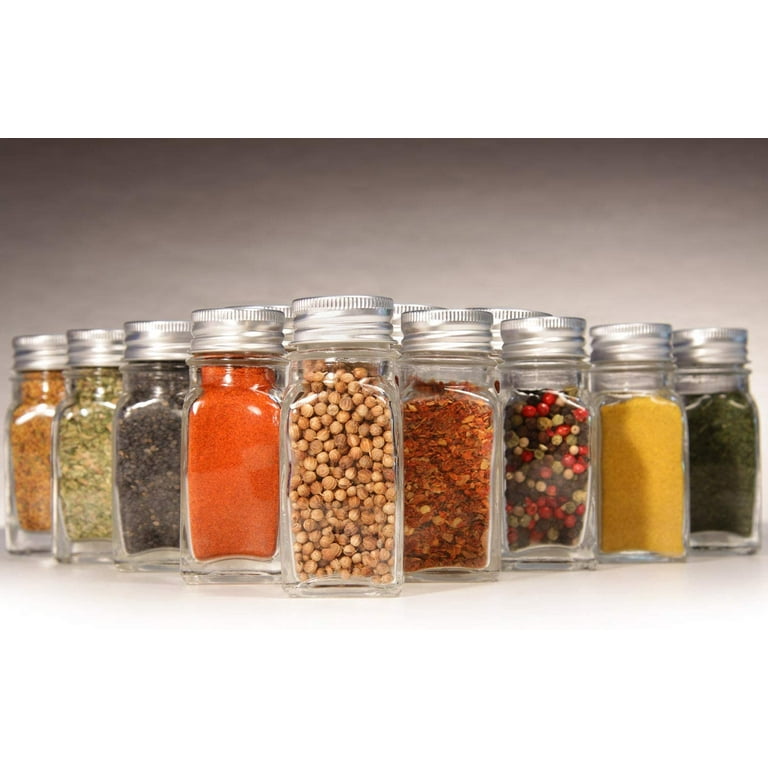 Spice Jars With Shaker Tops, Glass Spice Shakers, Empty Square