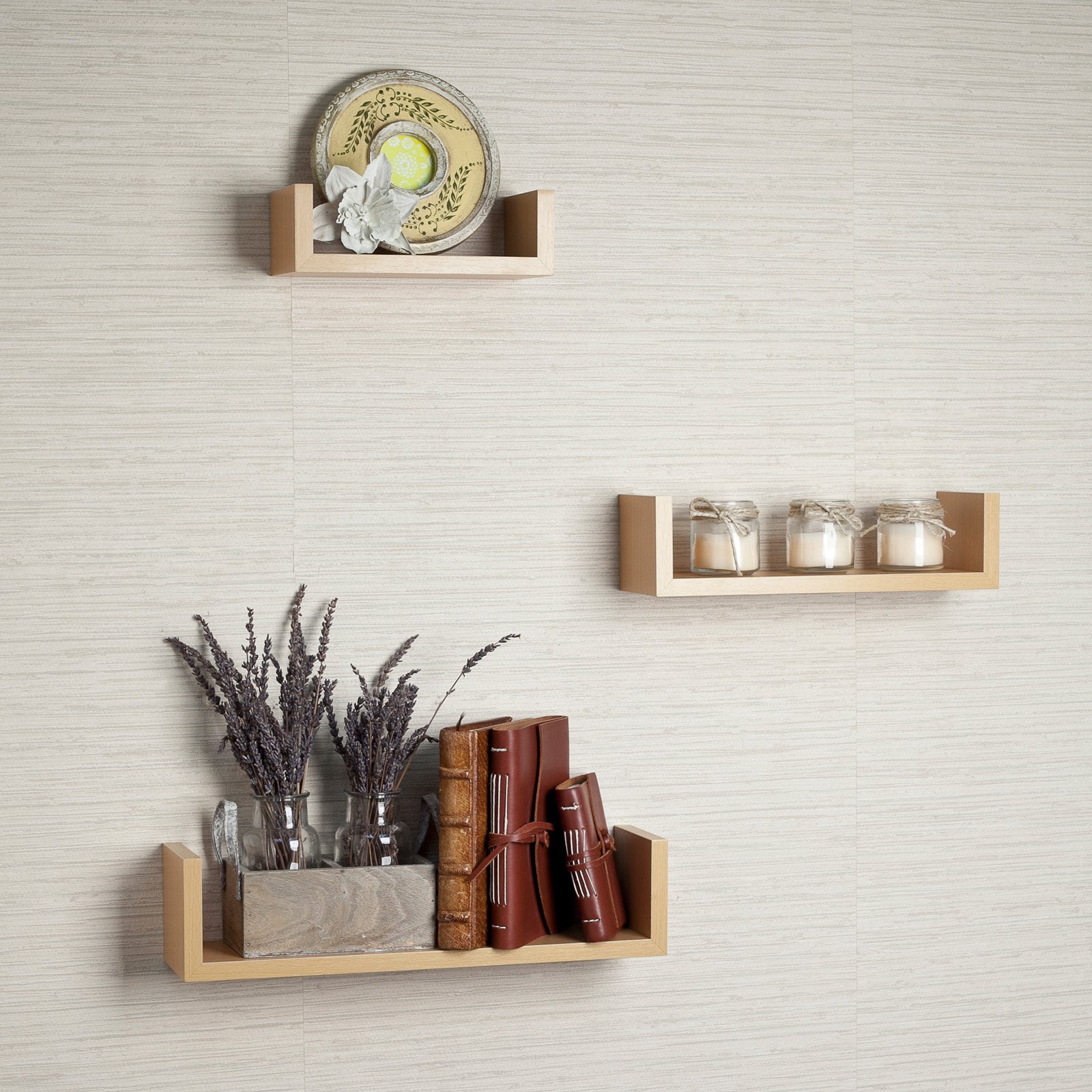 Danya B Floating U Laminated Shelf - Set of 3